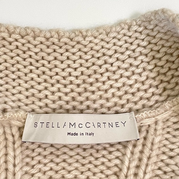 Stella McCartney Wool Cashmere Chunky Cable Knit Bobble Cardigan Dress Ecru IT40 - Picture 12 of 15